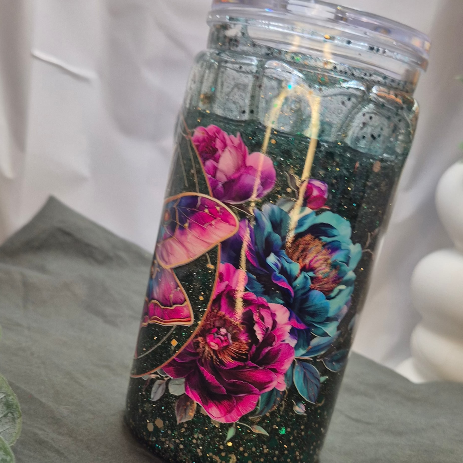 The Celestial Moth Glitter Tumbler (400ml)