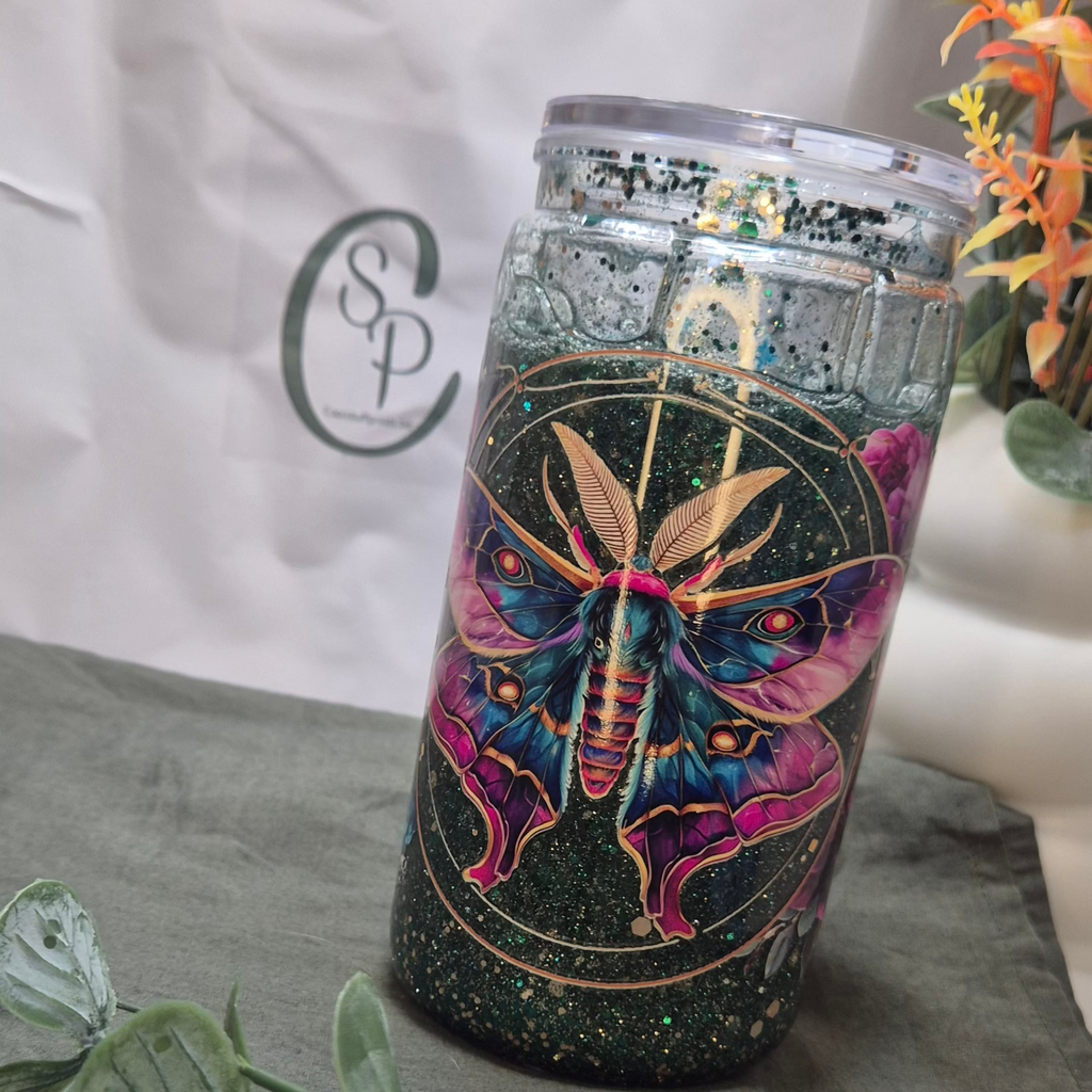 The Celestial Moth Glitter Tumbler (400ml)