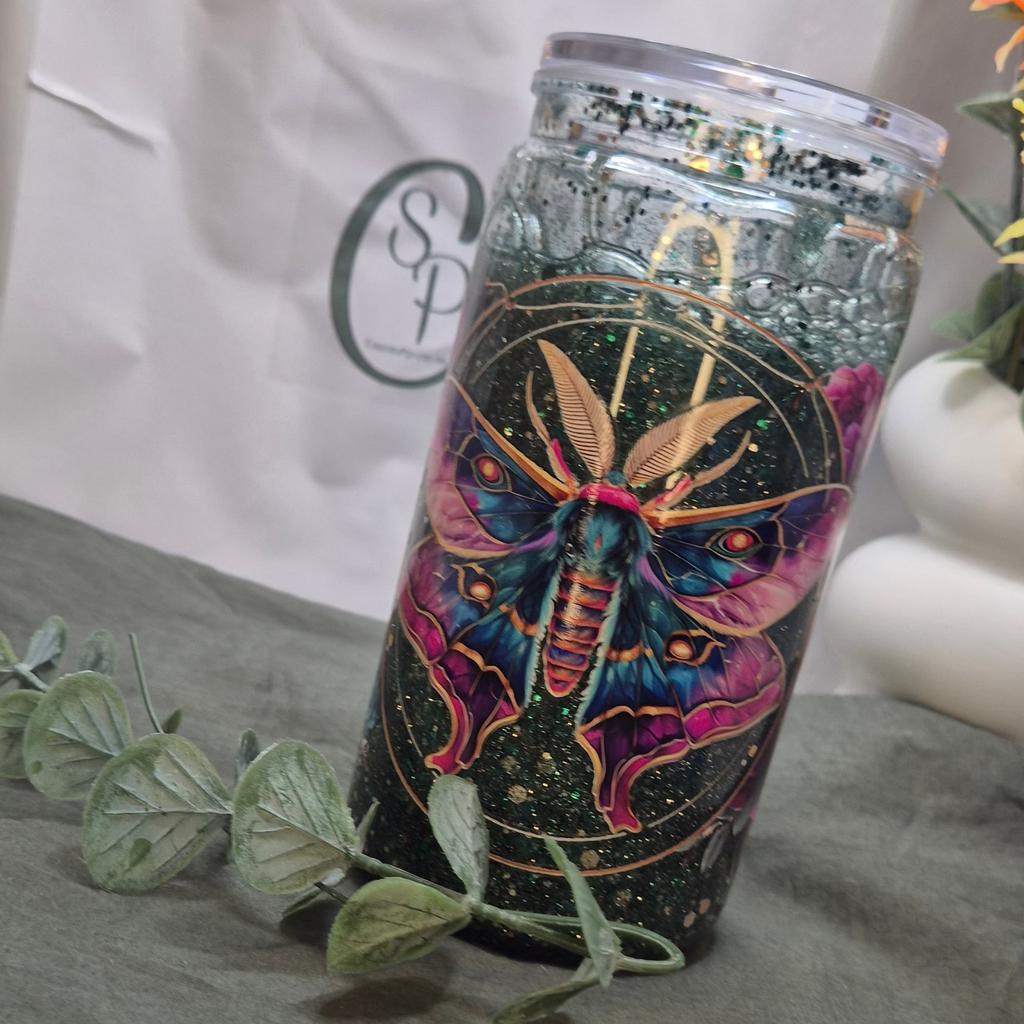 The Celestial Moth Glitter Tumbler (400ml)