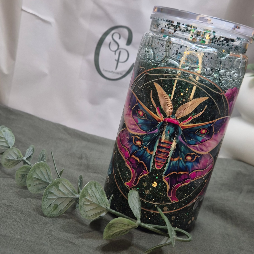 The Celestial Moth Glitter Tumbler (400ml)