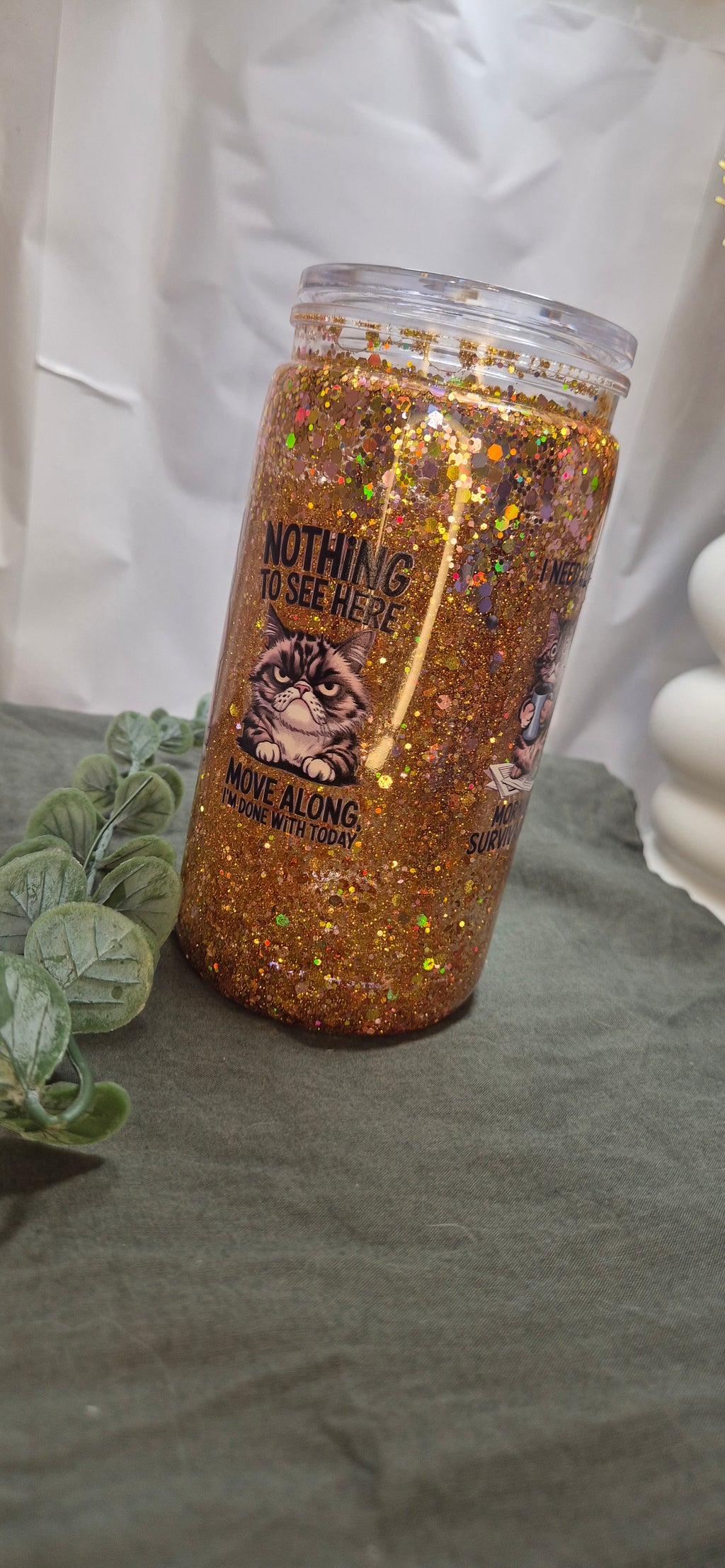 The Grumpy Cat Glitter Tumbler (400ml)