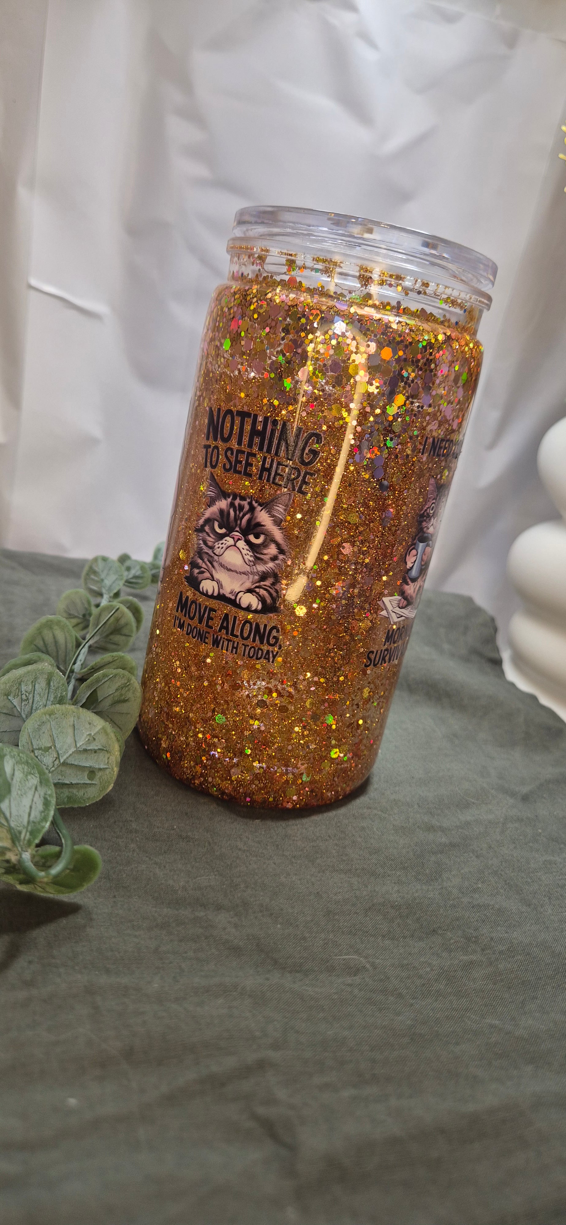 The Grumpy Cat Glitter Tumbler (400ml)