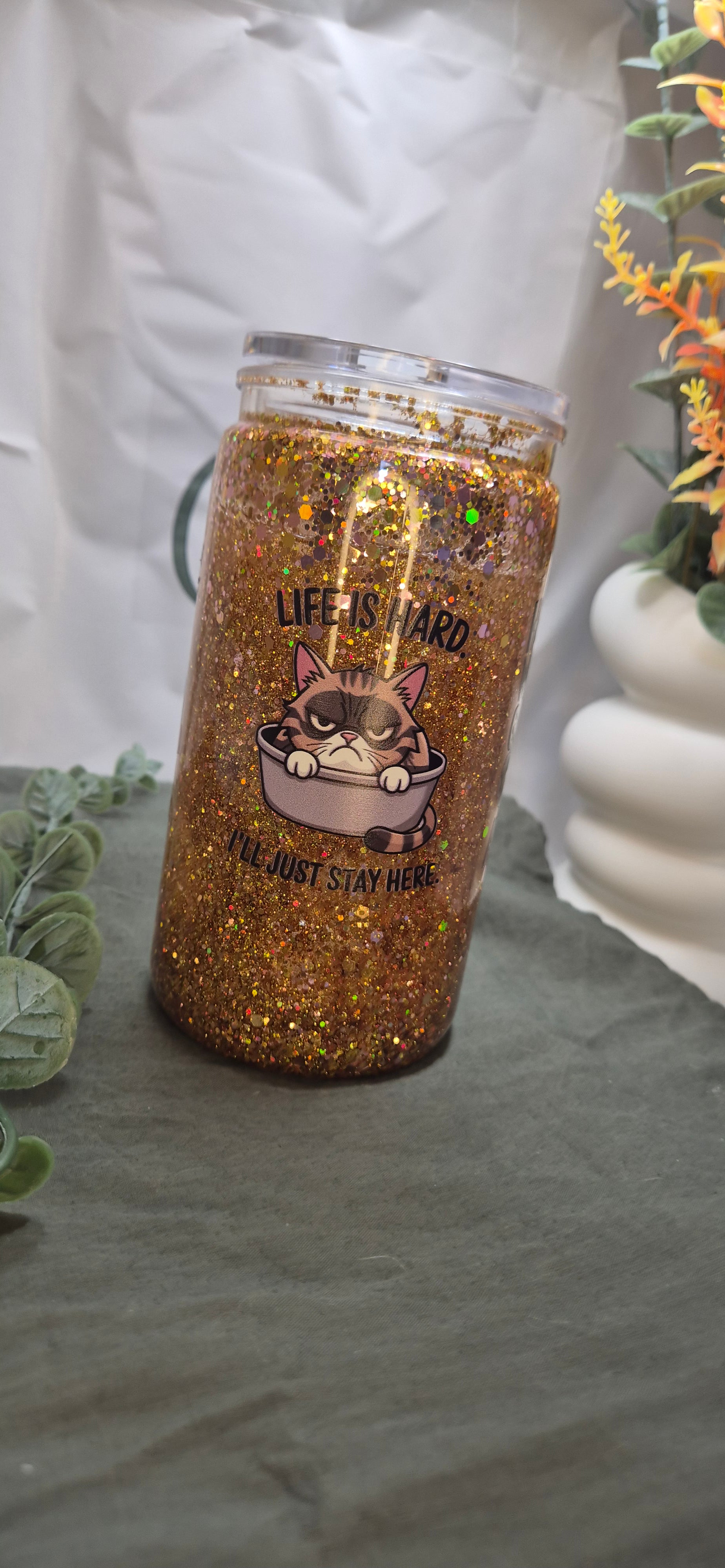 The Grumpy Cat Glitter Tumbler (400ml)