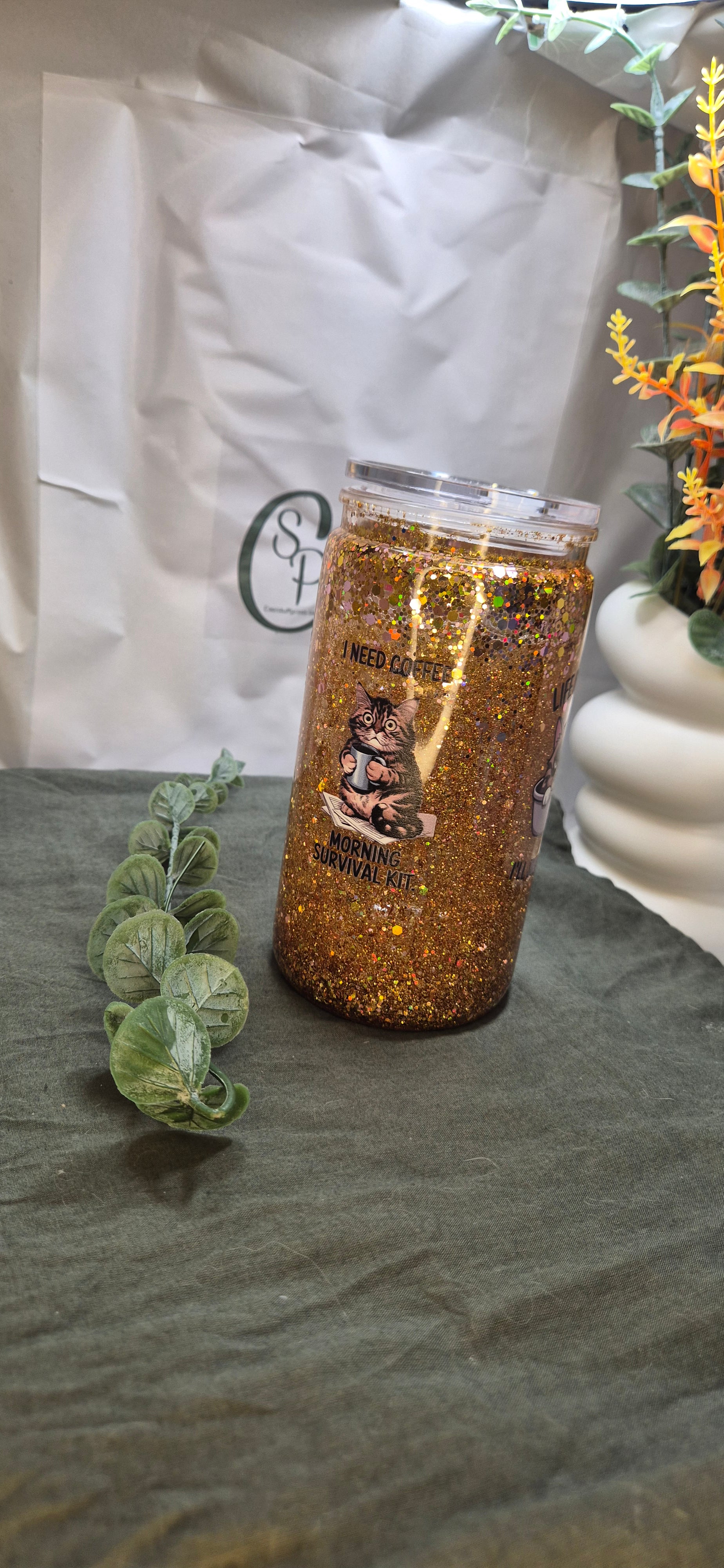 The Grumpy Cat Glitter Tumbler (400ml)