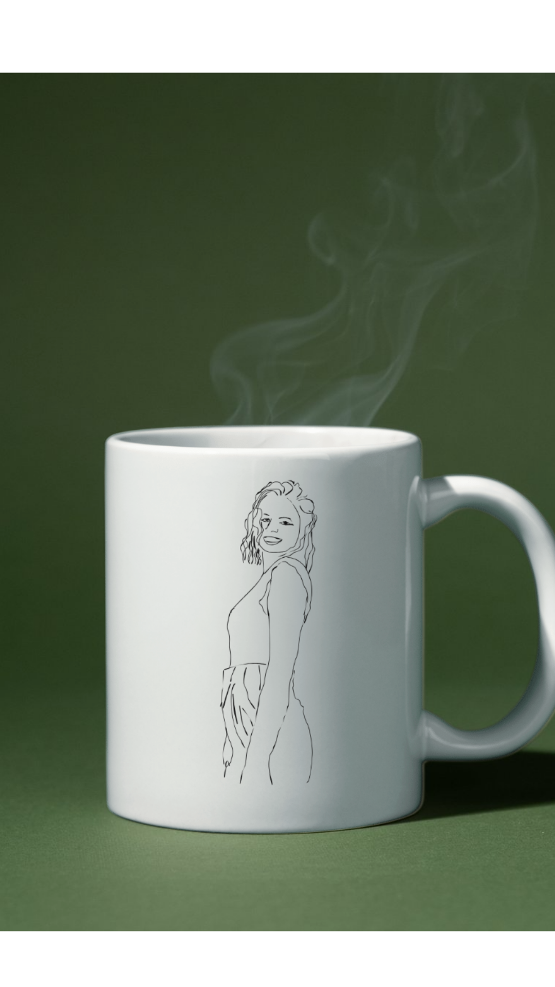 mug with photo drawn in lines