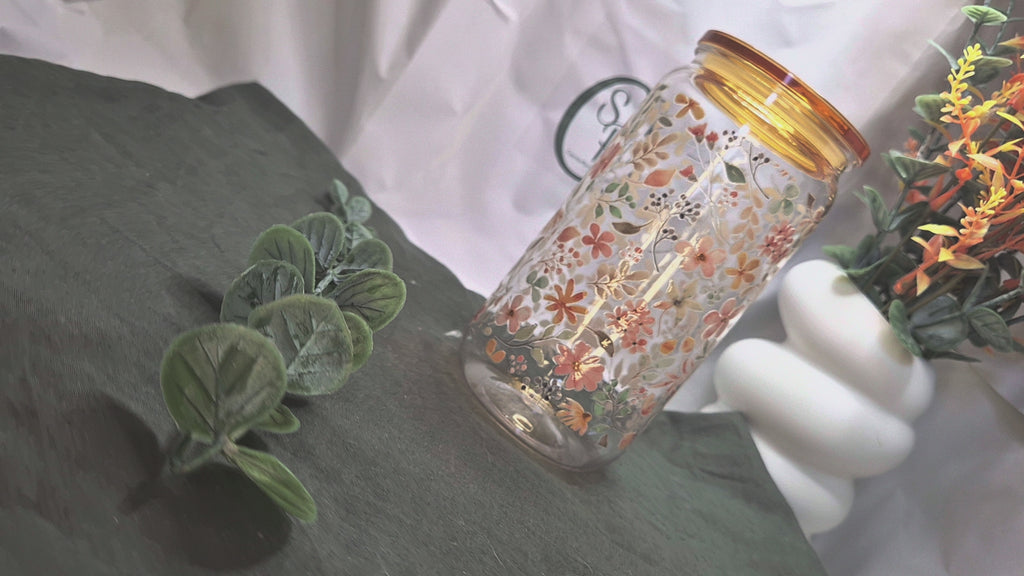 The Autumn Bloom Glass Tumbler (400ml)