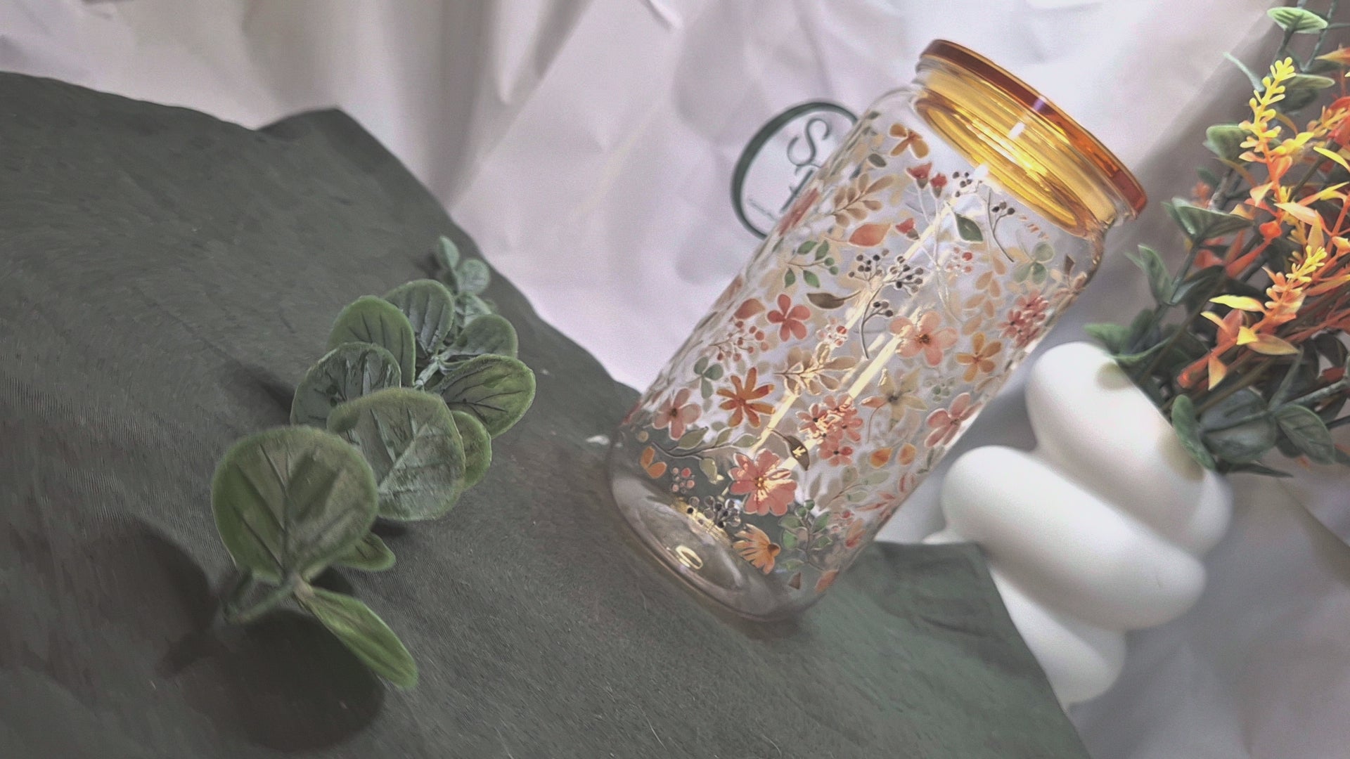 The Autumn Bloom Glass Tumbler (400ml)