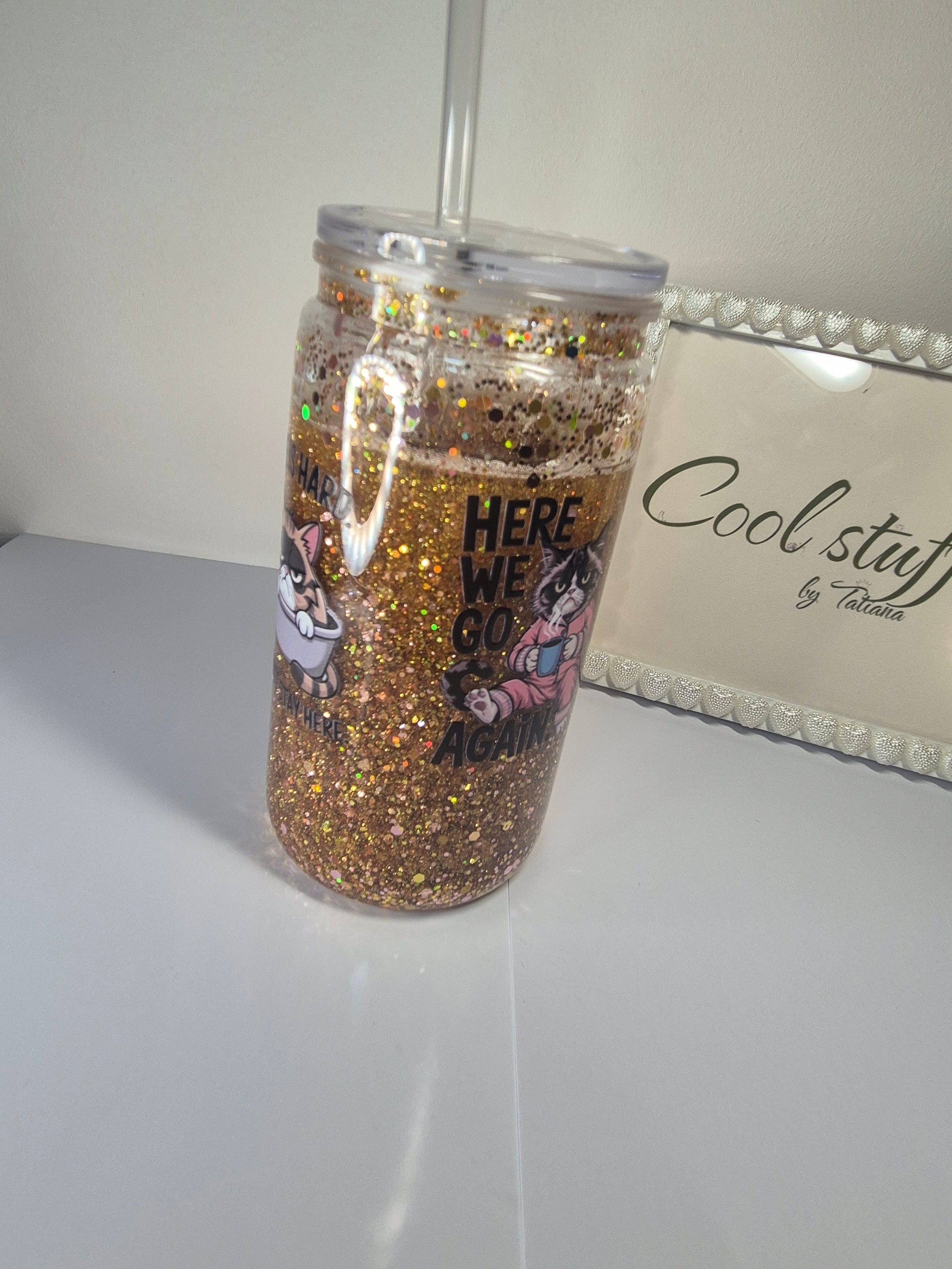 The Grumpy Cat Glitter Tumbler (400ml)