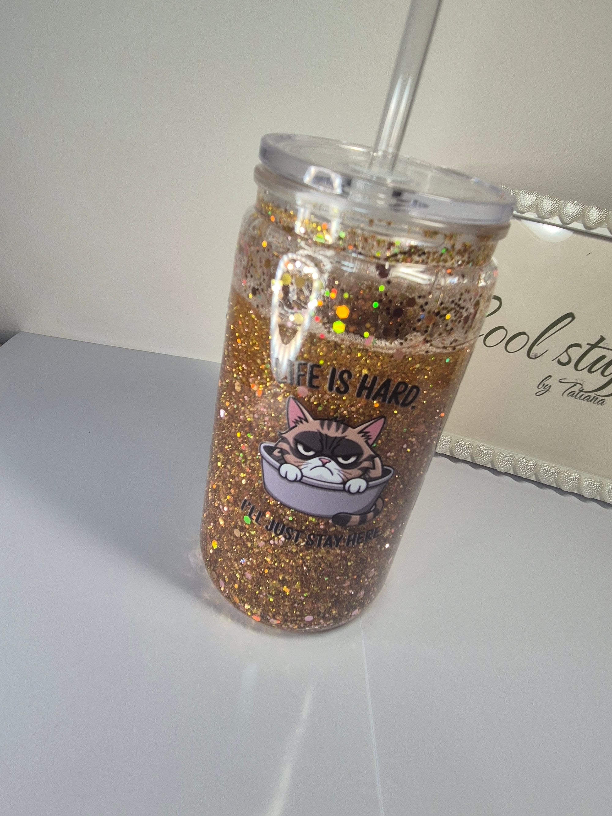The Grumpy Cat Glitter Tumbler (400ml)