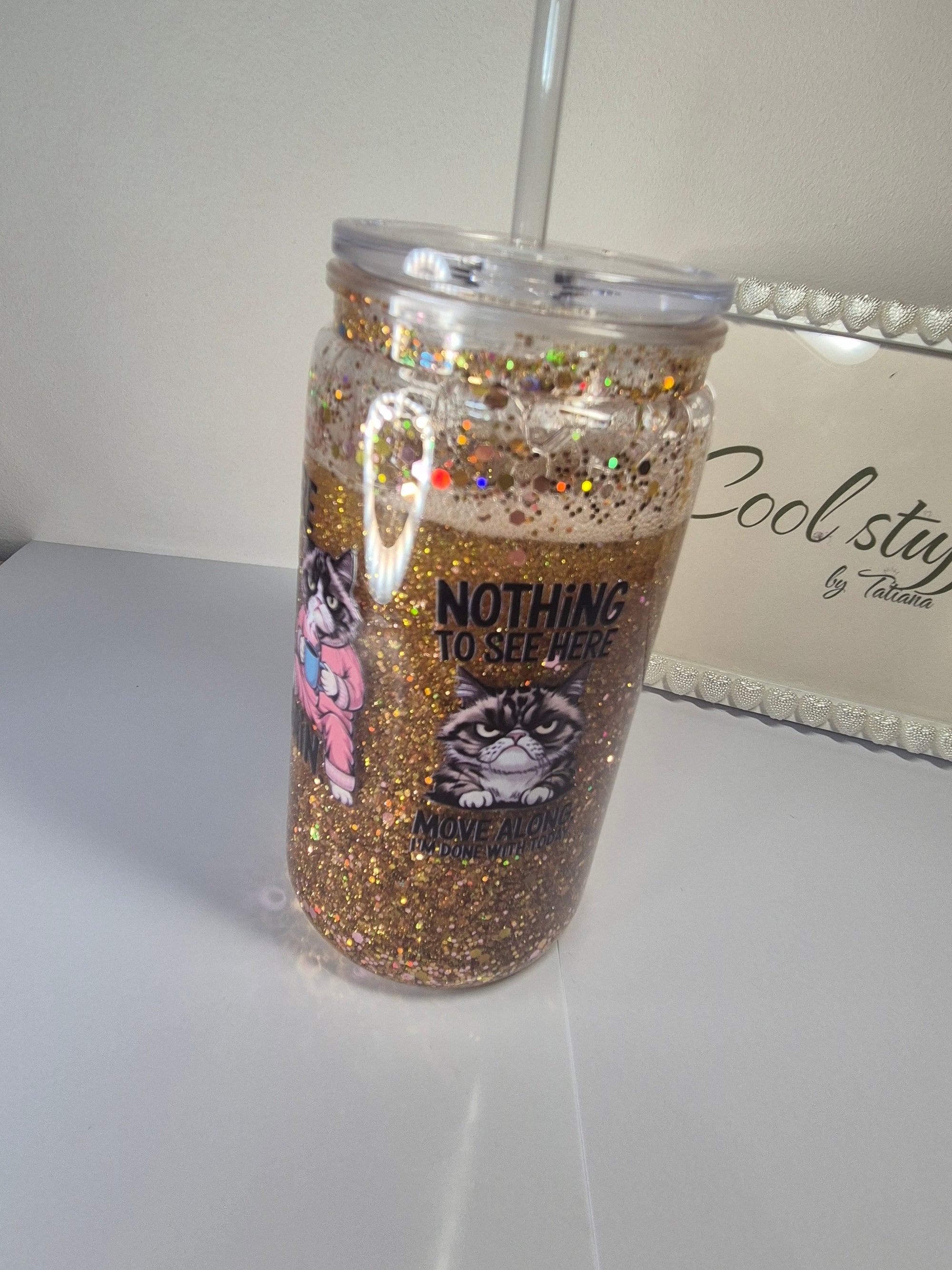 The Grumpy Cat Glitter Tumbler (400ml)