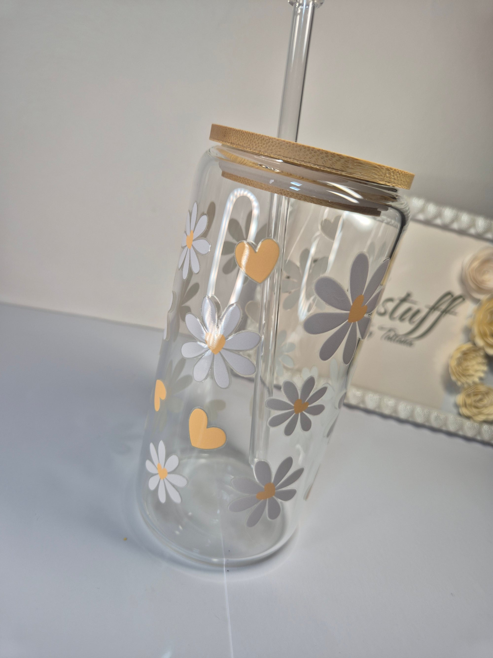 Aesthetic Pastel Daisy Glass Cup 400ml