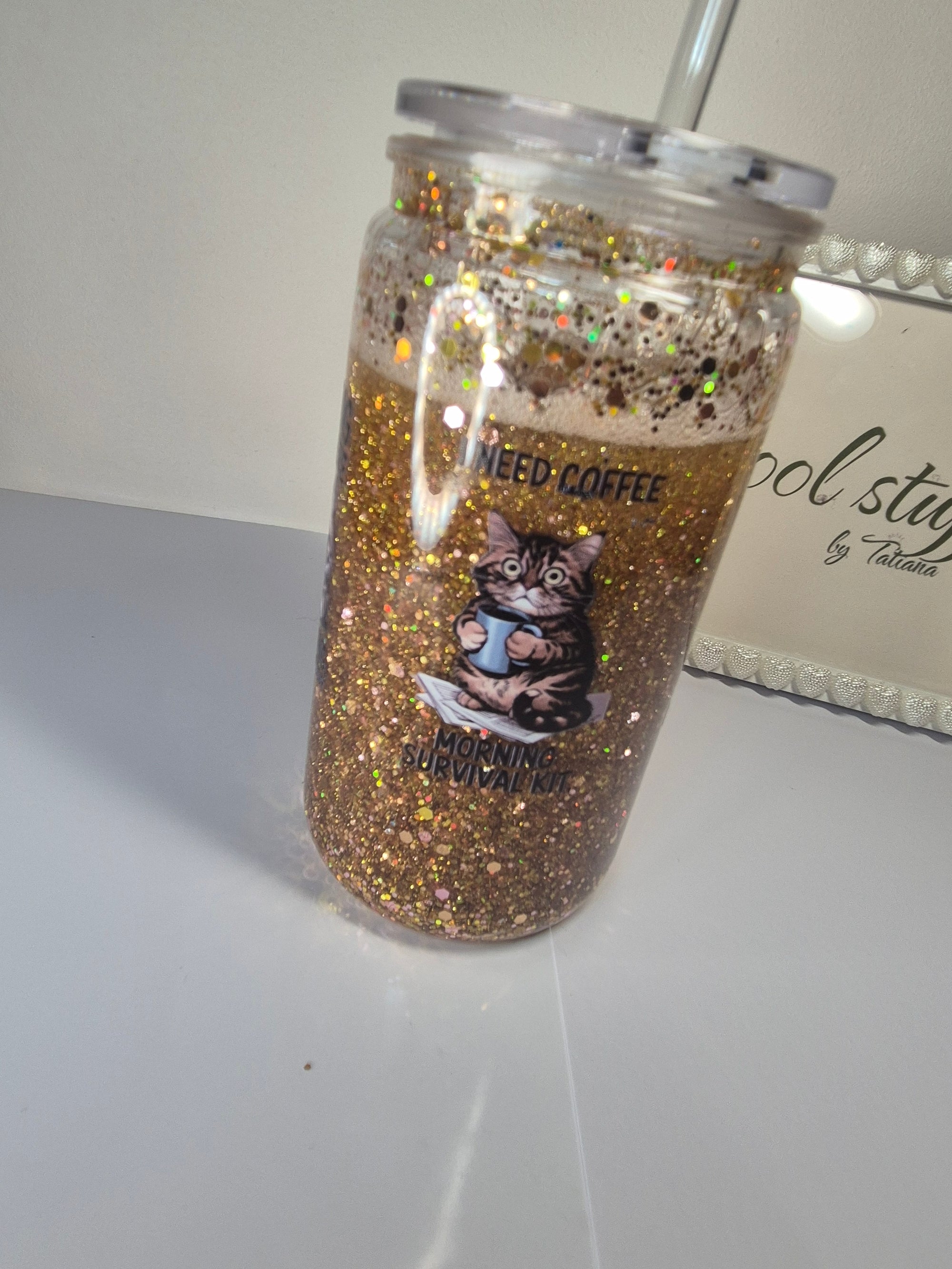 The Grumpy Cat Glitter Tumbler (400ml)