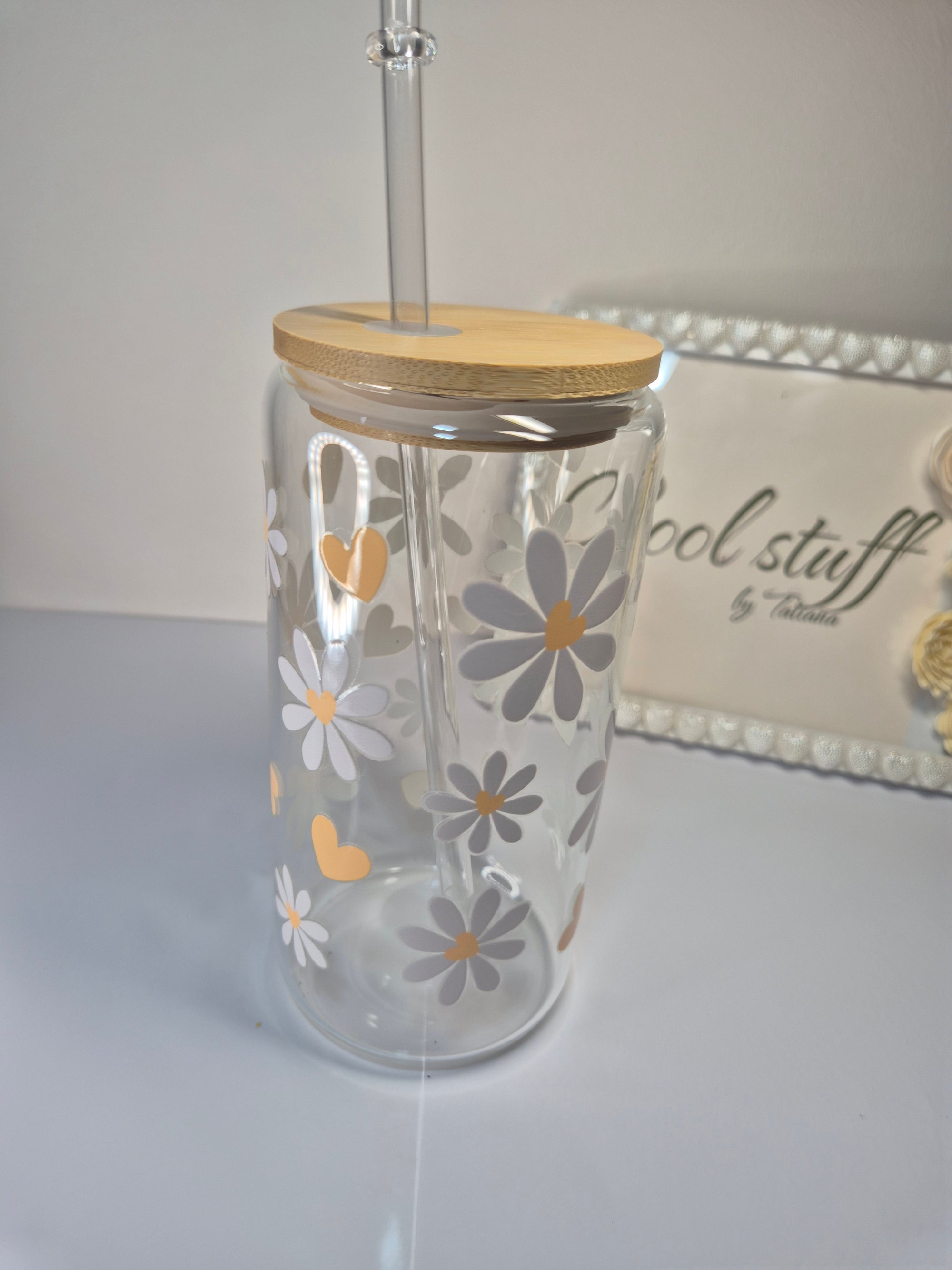 Aesthetic Pastel Daisy Glass Cup 400ml