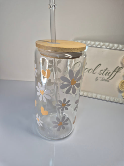 Aesthetic Pastel Daisy Glass Cup 400ml
