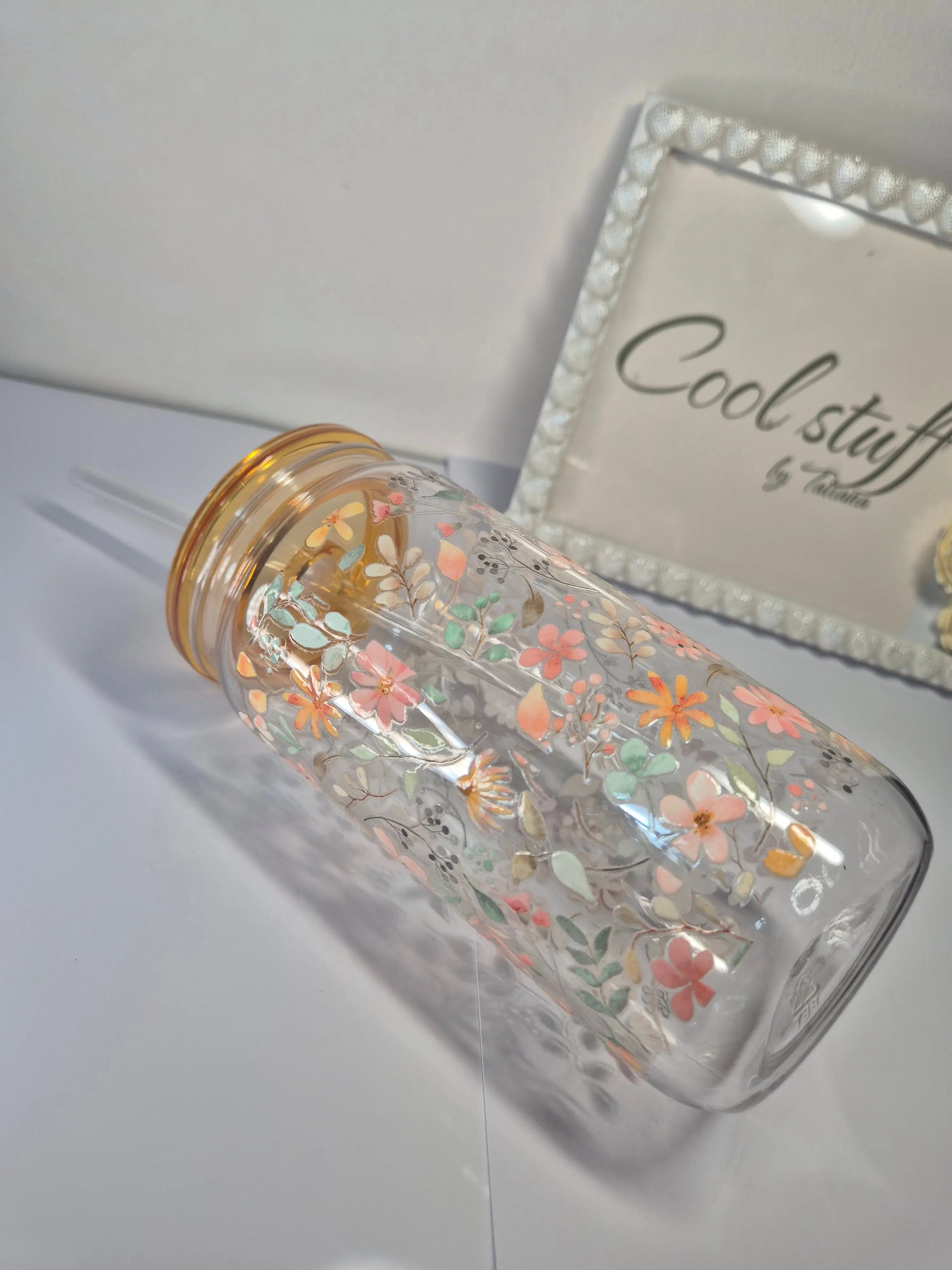 The Autumn Bloom Glass Tumbler (400ml)