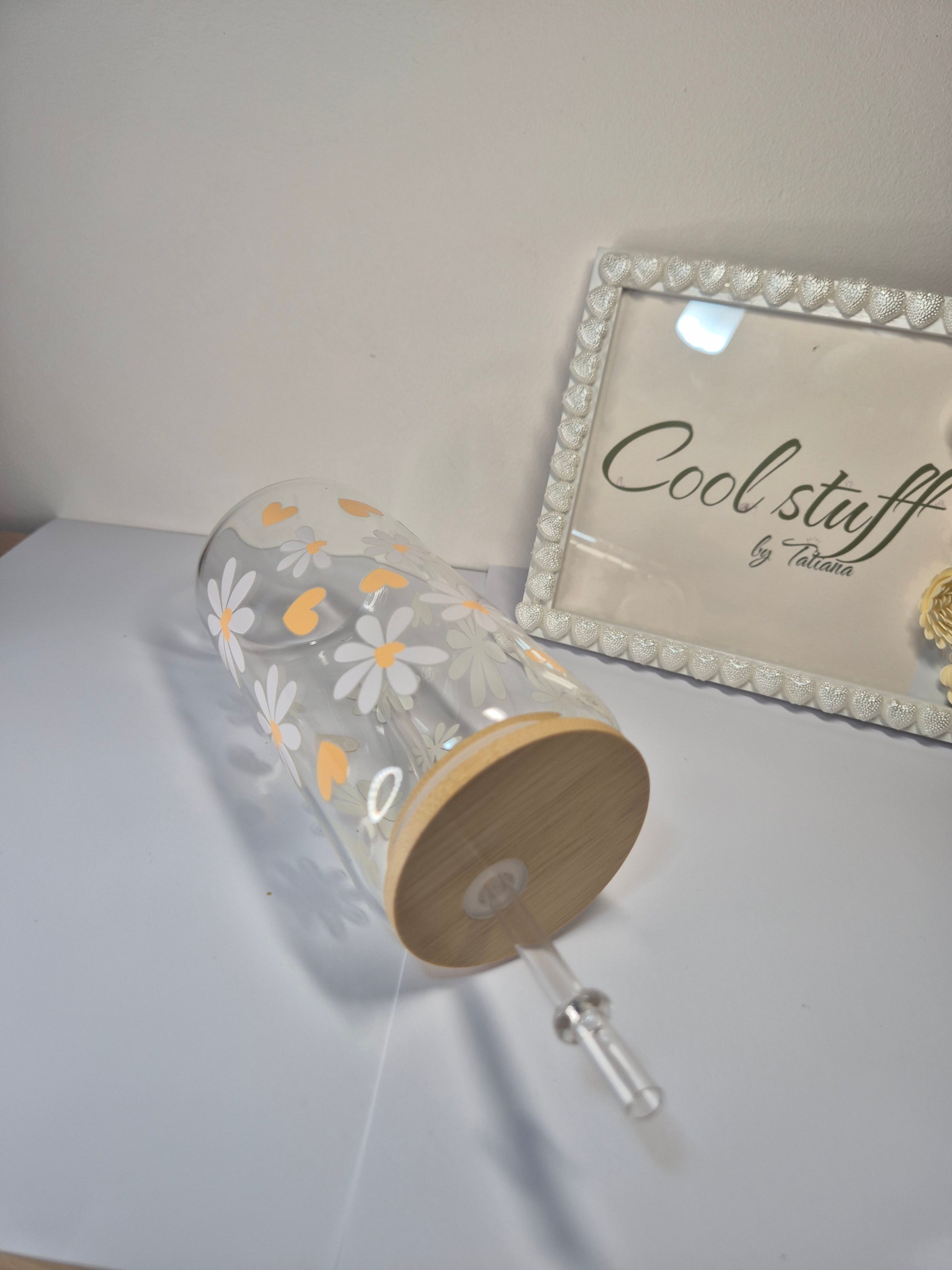 Aesthetic Pastel Daisy Glass Cup 400ml